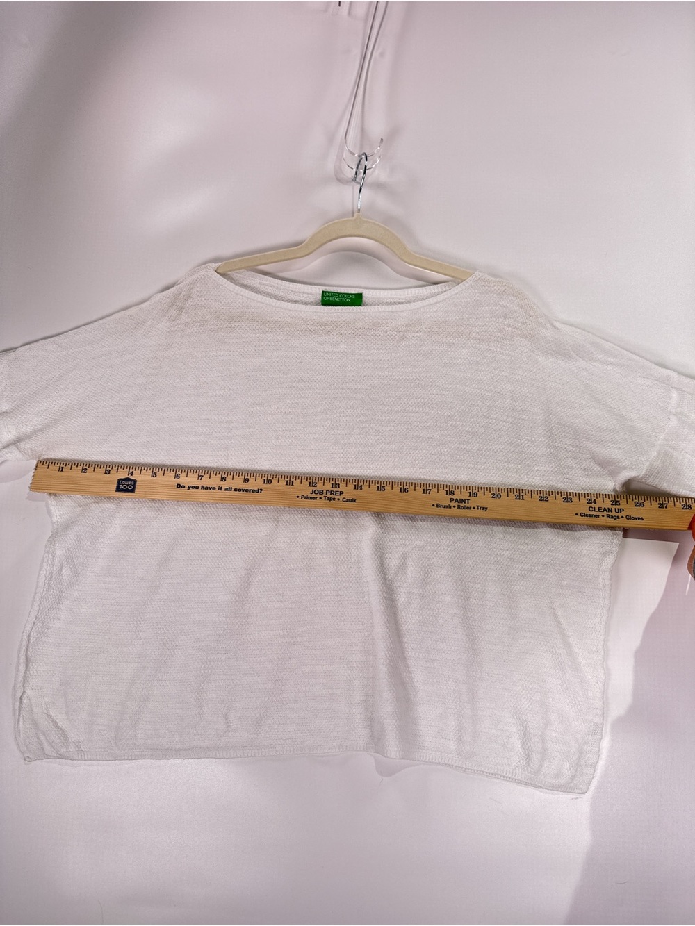 United Colors of Benetton Wide Sleeve Boat Neck Knit Top Linen Cotton White Med - Picture 10 of 10